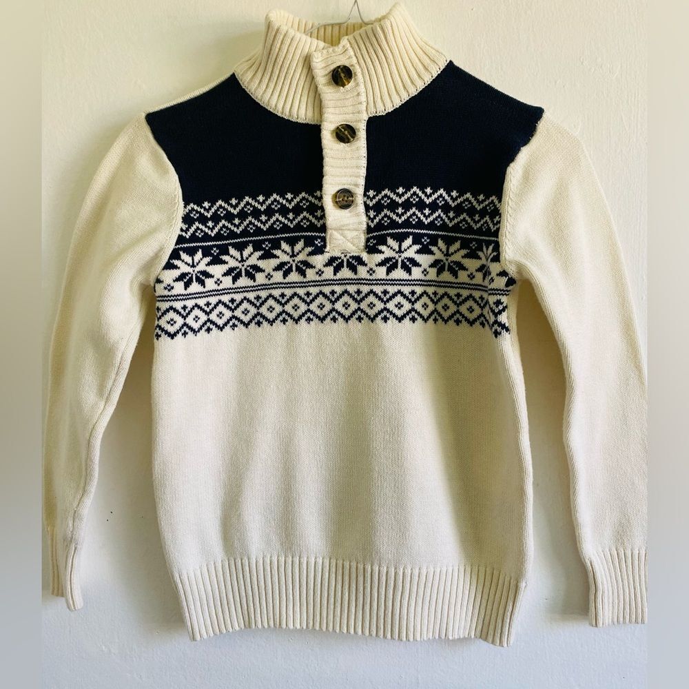 Tommy Hilfiger Fair Isle Mock neck Sweater Size 8 Nordic Preppy Festive